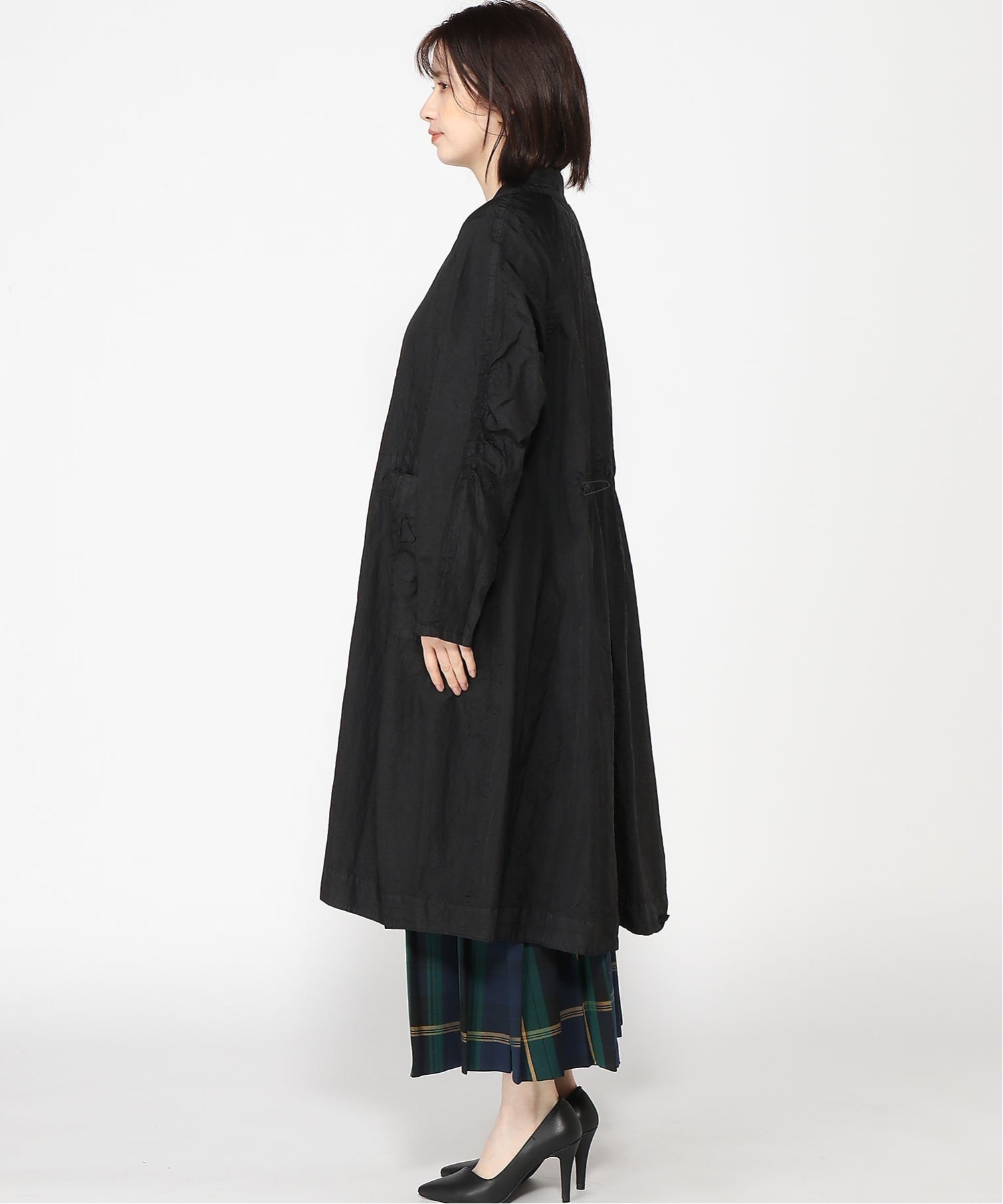 pas de calais pas de calais オーバーサイズ ナイロン ロングコート パドカレ ジャケット・アウター ナイロンジャケット ブラック グリーン