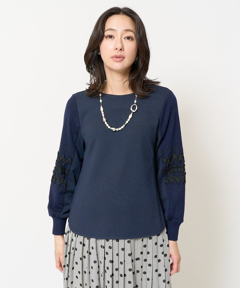 クロスサーモテープ刺繍ジャージープルオーバー ジョルジュ・レッシュ トップス カットソー・Tシャツ ホワイト ネイビー