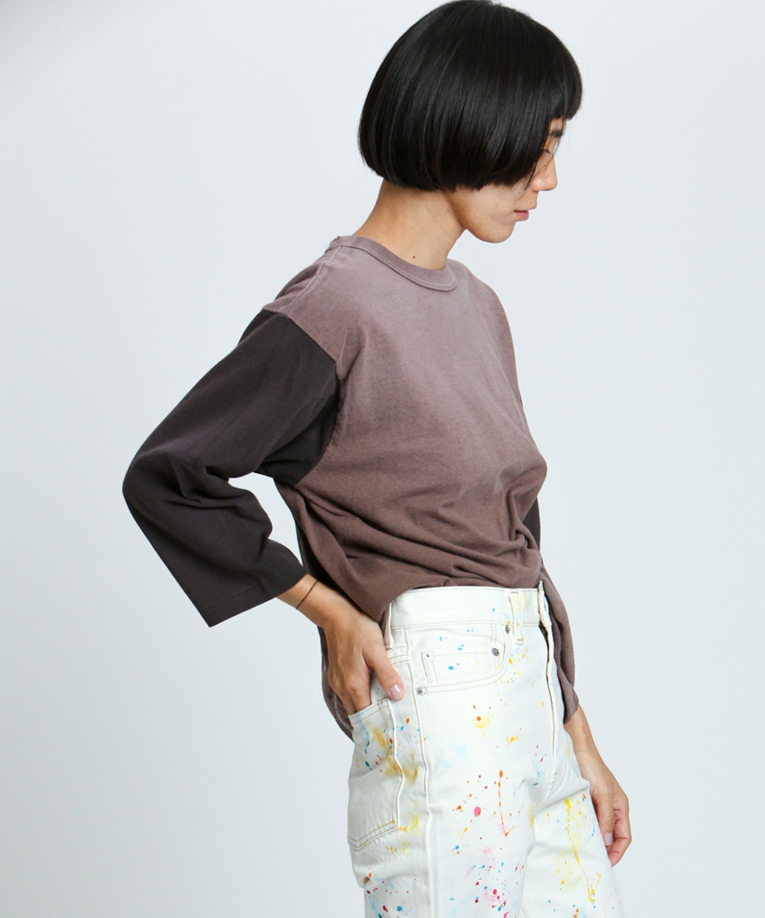 Johnbull Private labo 【DENIM DELIGHT DAYS】3/4スリーブベースボールTシャツ ジョンブルプライベートラボ トップス カットソー・Tシャツ ブラック カーキグリーン【送料無料】