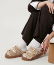 UNITED ARROWS フェイクファー 2ライン スタッズ サンダル ユナイテッドアローズ シューズ・靴 サンダル ベージュ ブラック【送料無料】