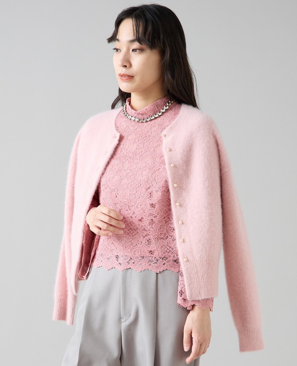 TIARA FOXアルパカパールカーディガン ティアラ トップス カーディガン グレー ピンク【送料無料】のサムネイル