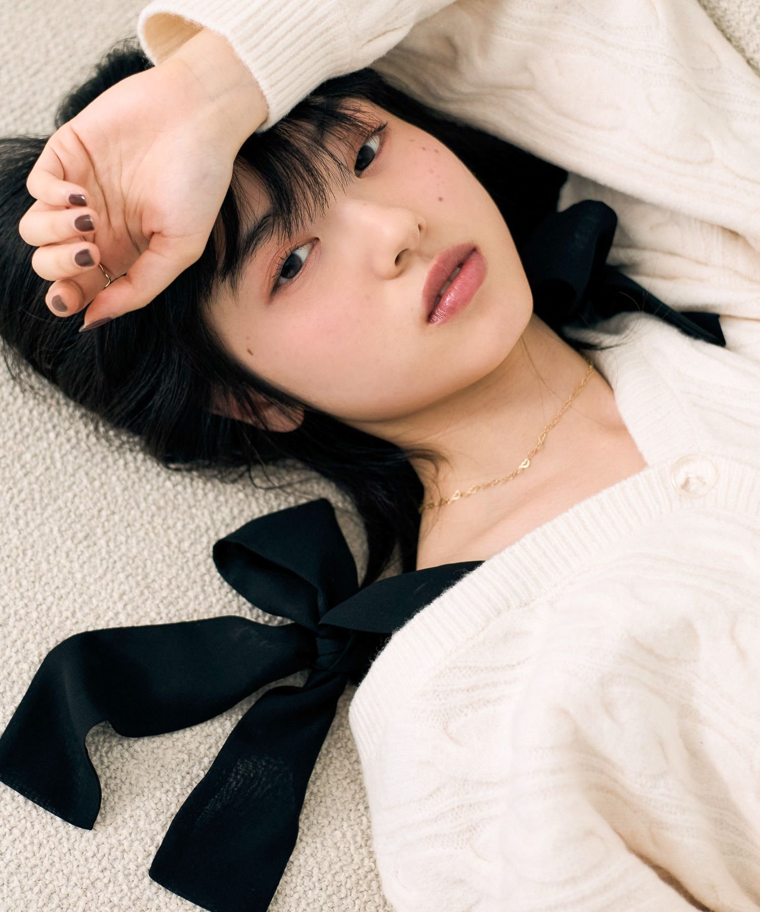 Heather 2WAYケーブルリボンカーディガン ヘザー トップス ニット グレー ブラウン ブルー ホワイト【送料無料】のサムネイル