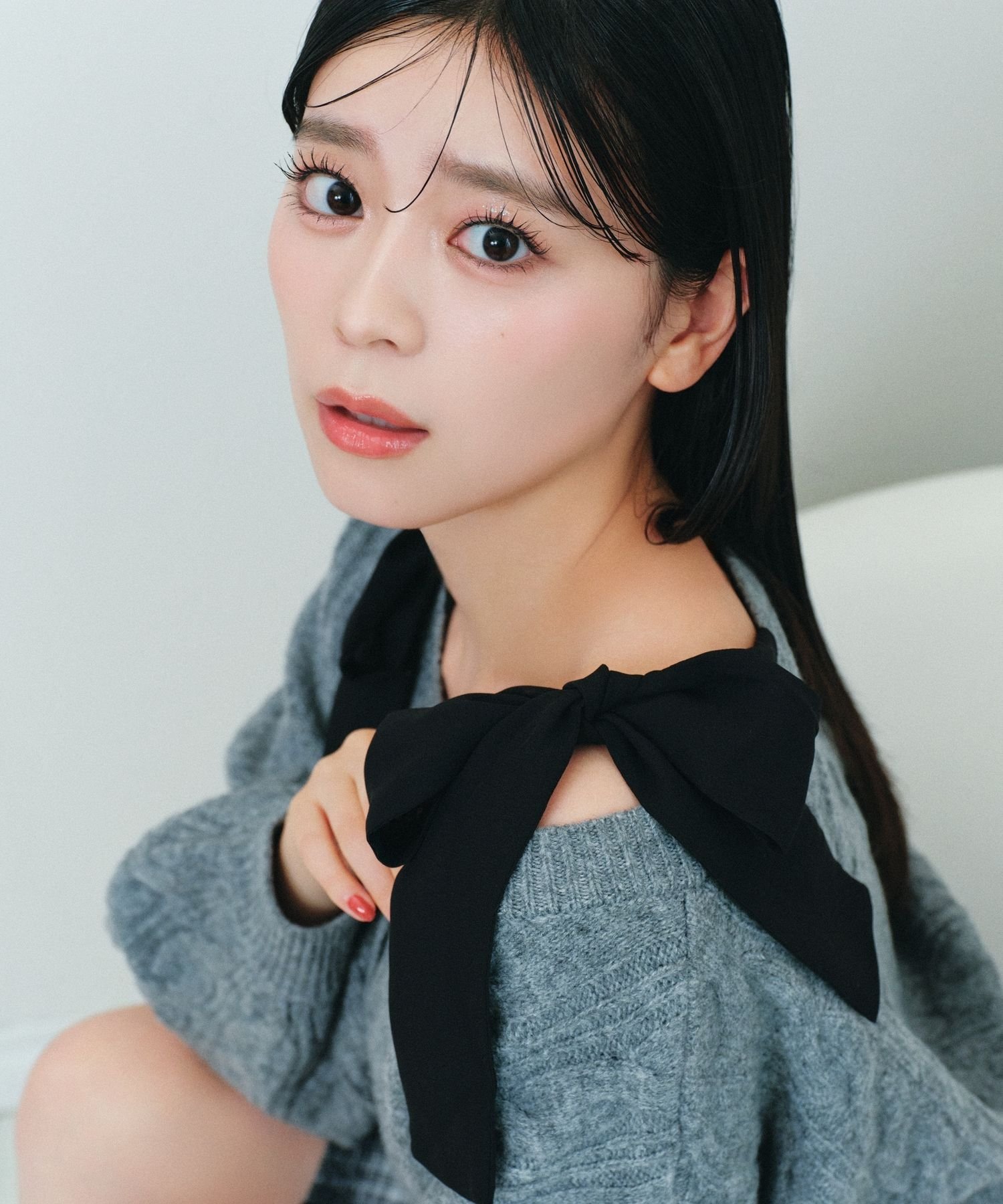 Heather 2WAYケーブルリボンカーディガン ヘザー トップス ニット グレー ブラウン ブルー ホワイト【送料無料】のサムネイル