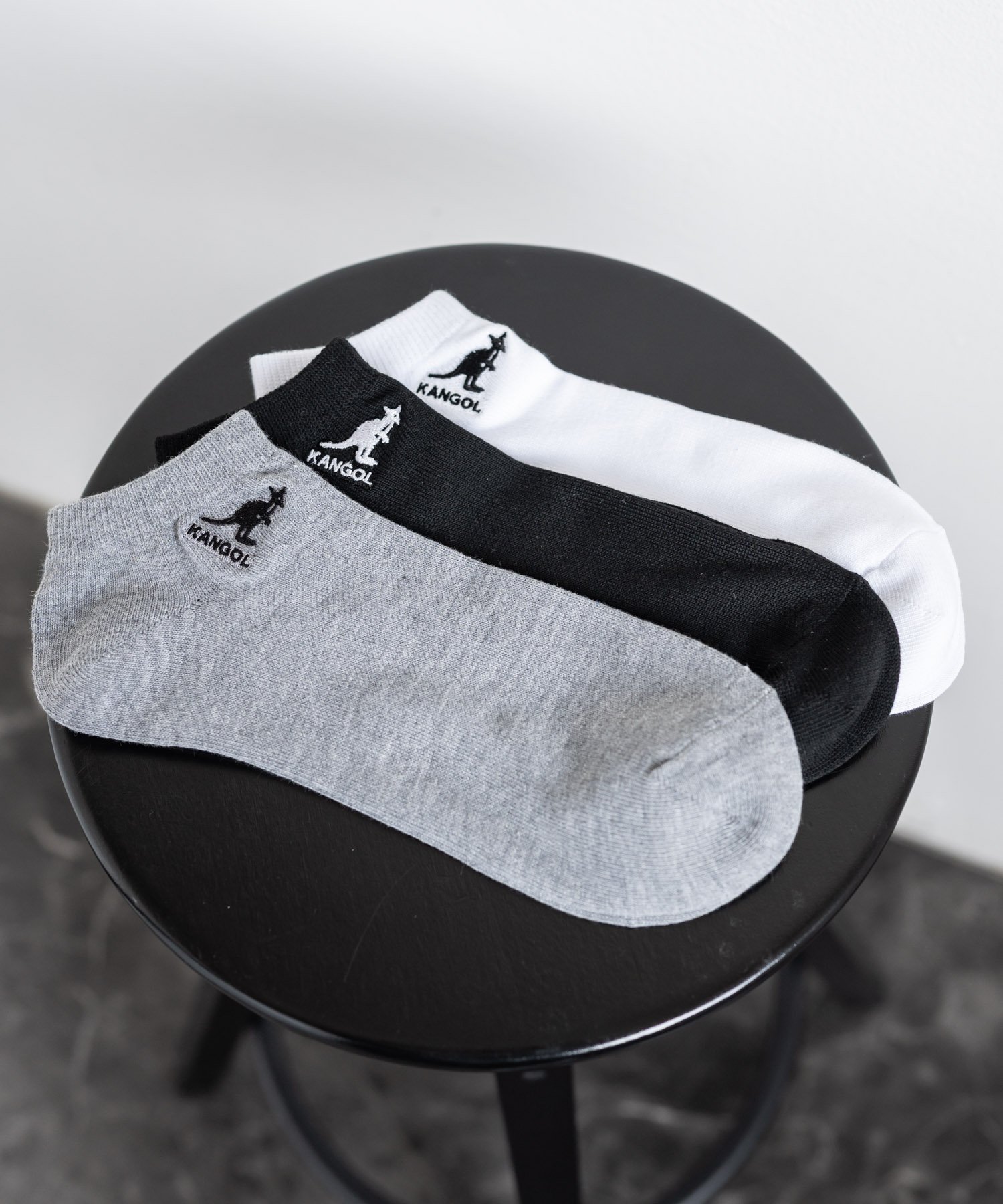 KANGOL KANGOL 3Pワンポイントアンクルソックス ロッキーモンロー 靴下・レッグウェア 靴下 ブラック