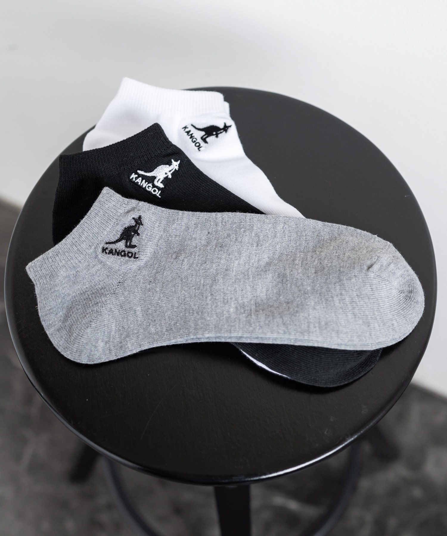 KANGOL 3Pワンポイントアンクルソックス ロッキーモンロー 靴下・レッグウェア 靴下 ブラック