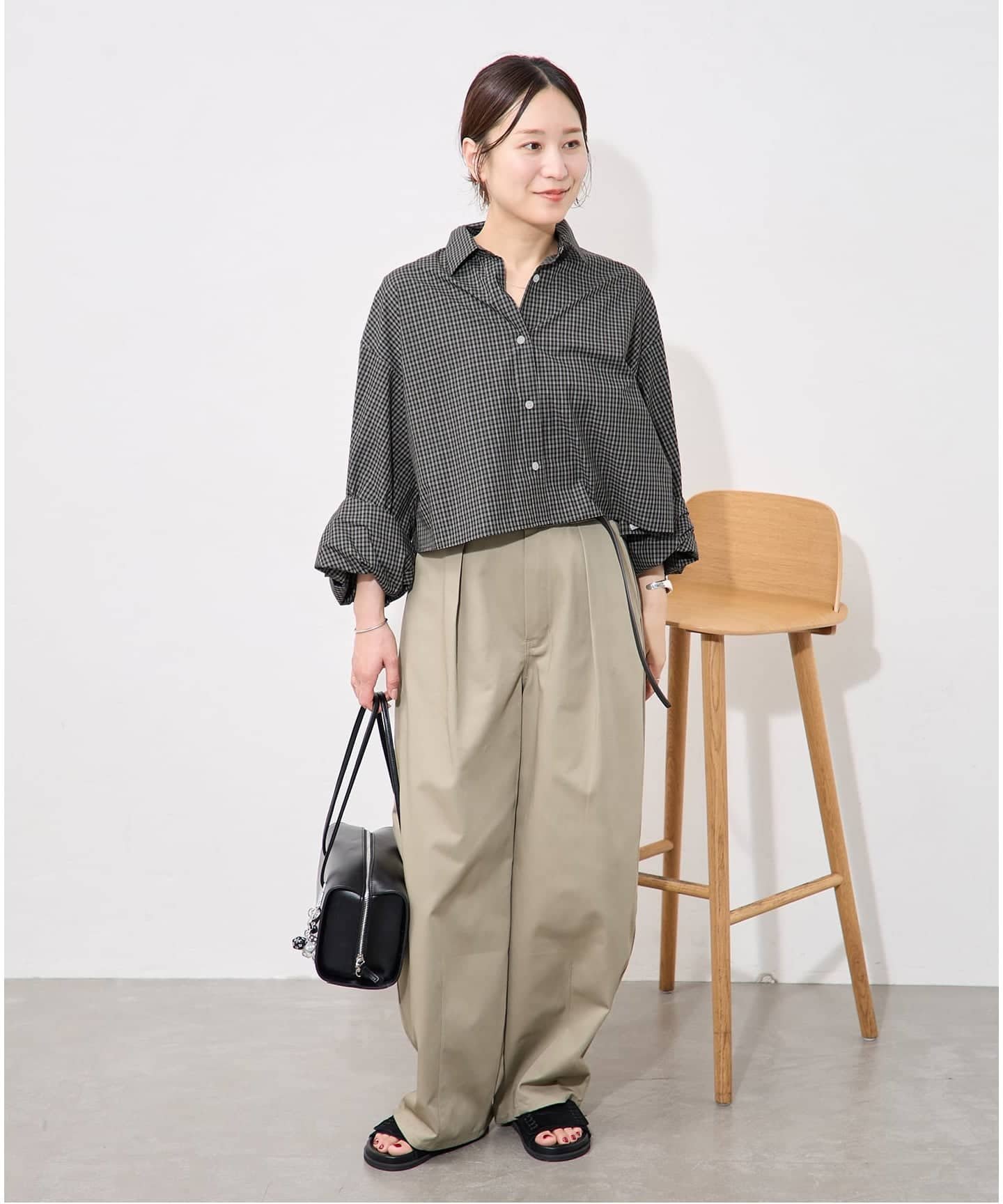 JOURNAL STANDARD UTILITY TYPEWRITER クロップドシャツ ジャーナル スタンダード トップス シャツ・ブラウス グレー ブラック