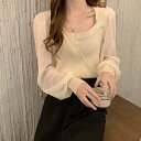【SALE/40%OFF】miniministore シャツブラウス 袖切り替え ニットソー ミニミニストア トップス シャツ・ブラウス ブラック ブラウン ネ...
