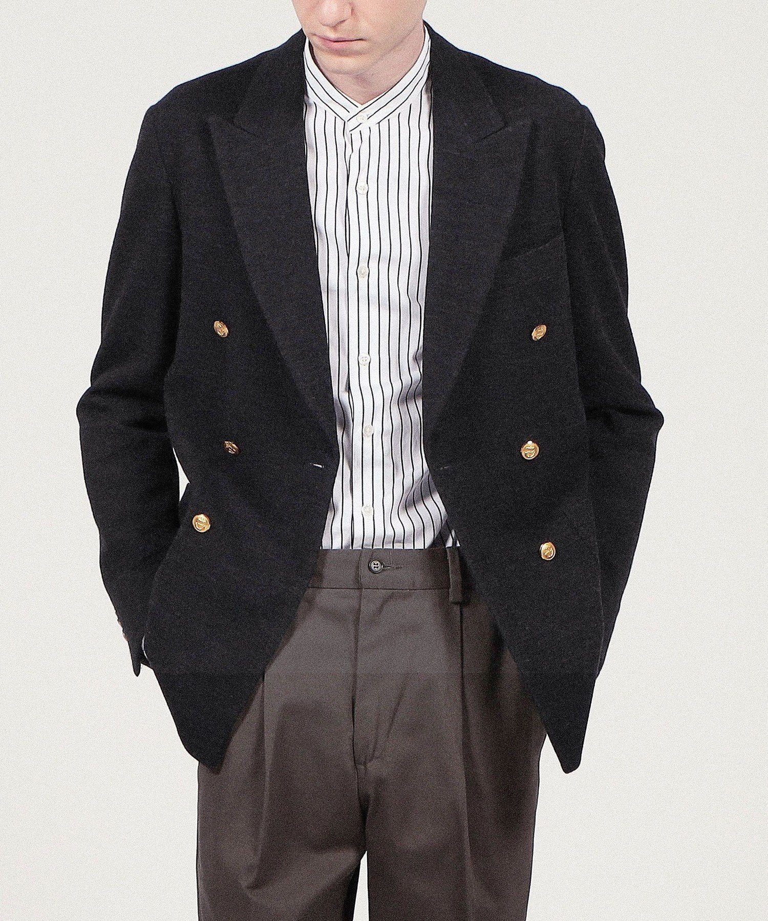 【SALE／50%OFF】TOMORROWLAND MEN ウールコットンダブルニット ダブルブレステッド6Bブレザー トゥモローランド ジャケット・アウター テーラードジャケット・ブレザー グレー ネイビー【送料無料】