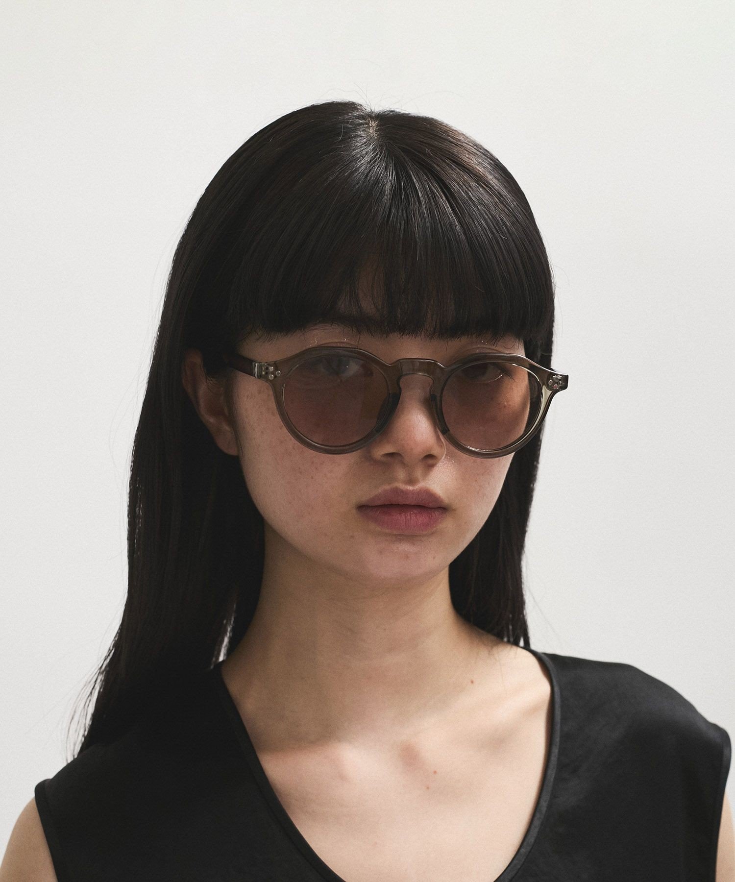 ADAM ET ROPE' FEMME 【WEB限定】クラウンパントフラットカラーサングラス アダムエロペ ファッション雑貨 サングラス ブラック グリーン【送料無料】