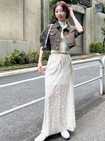 【SALE／50%OFF】LILY BROWN [L.B CANDY STOCK]フラワーレイヤードセットスカート リリーブラウン スカート ロング・マキシスカート ブラック ブラウン【送料無料】