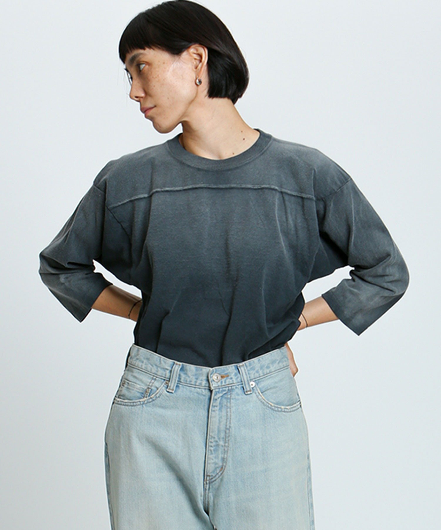 Johnbull Private labo 【DENIM DELIGHT DAYS】フットボールTシャツ ジョンブルプライベートラボ トップス カットソー・Tシャツ パープル ブラック