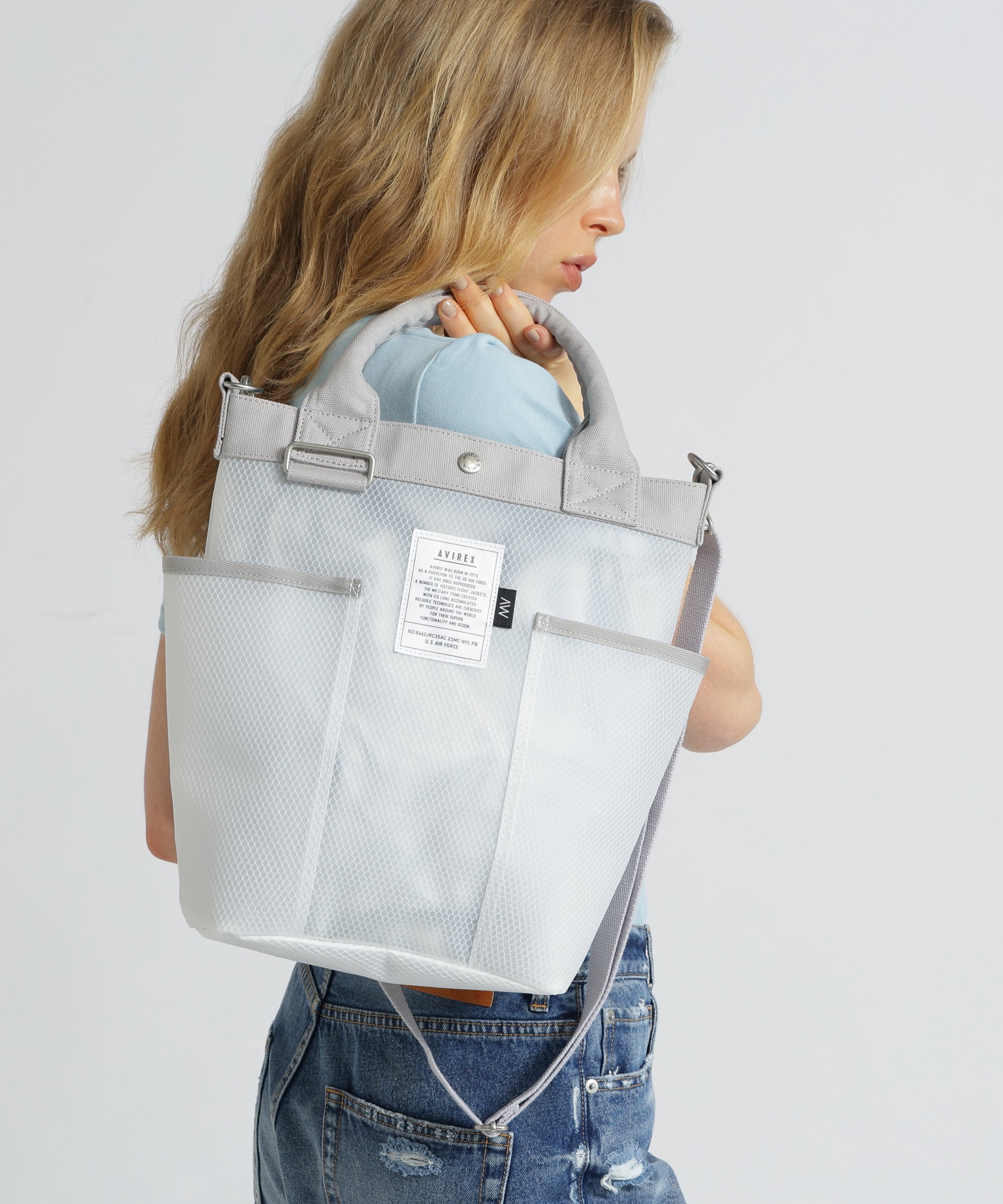 《直営店限定》CLEAR TOTE BAG/クリアトートバッグ アヴィレックス バッグ その他のバッグ ブルー イエロー ブラック グレー