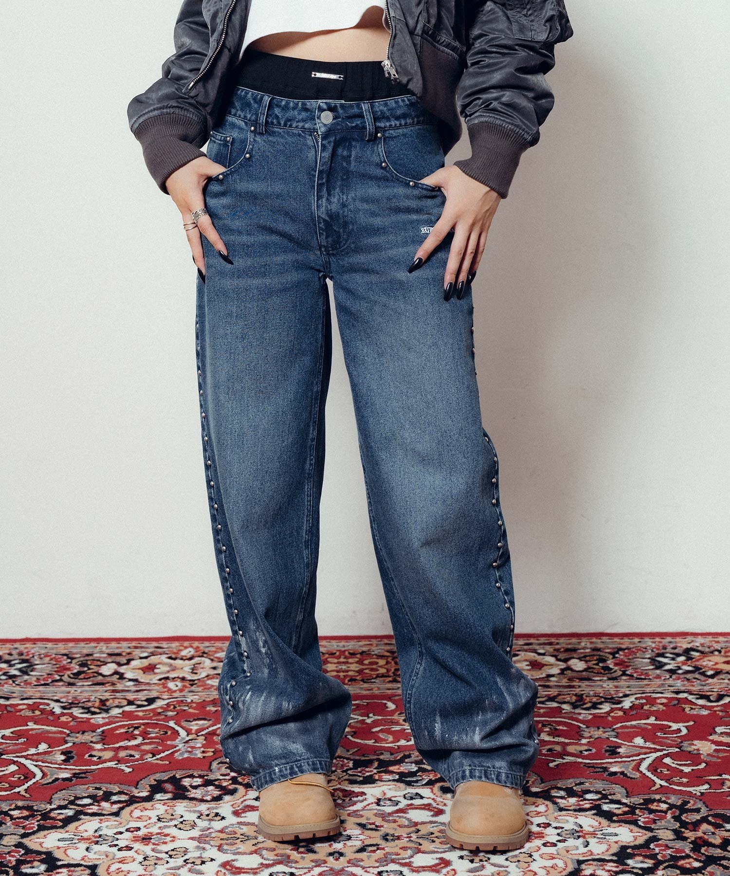 Subciety WOMENS Studs denim pants【WOMEN】 サブサエティ パンツ ジーンズ・デニムパンツ ネイビー ブラック