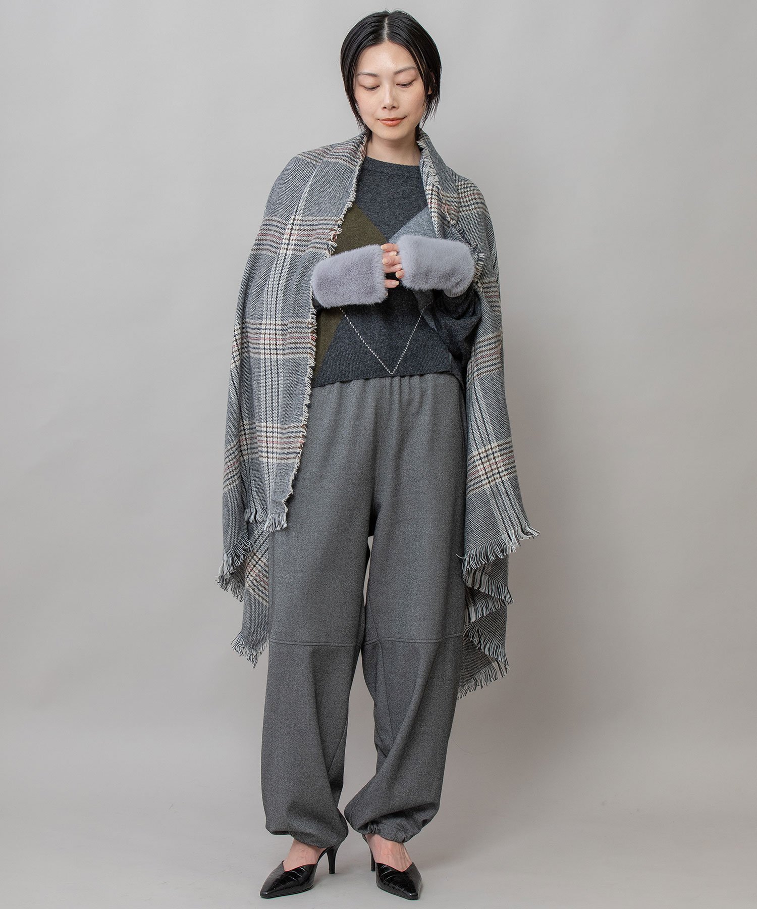 【SALE／50%OFF】Munich オーバープレイドストール ミューニック ファッション雑貨 マフラー・ストール・ネックウォーマー グリーン ブラック【送料無料】