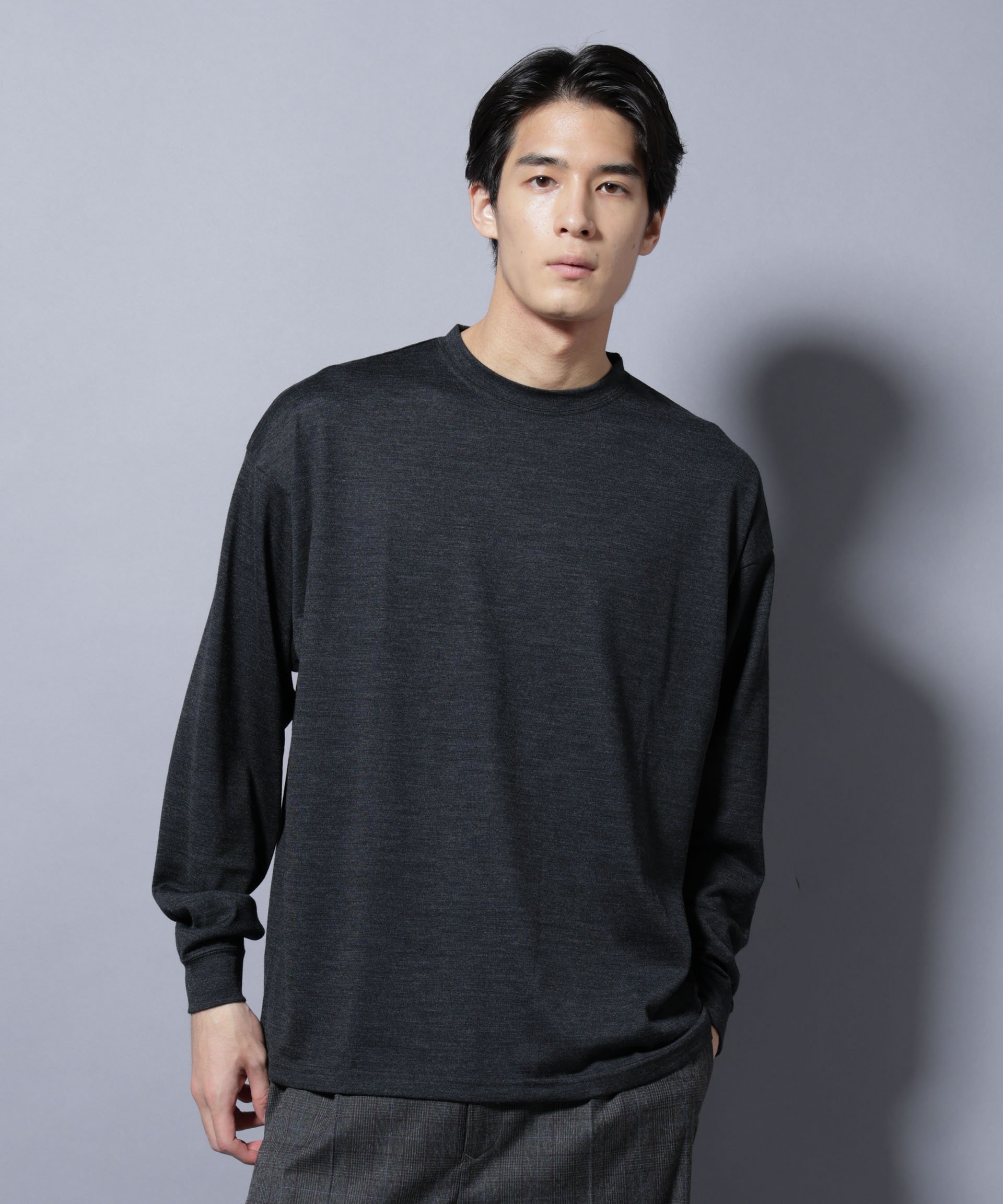 【SALE／20%OFF】NANO universe MIYATA×NANO JAPAN MADE 100%WOOL Tシャツ ナノユニバース トップス カットソー・Tシャツ ブラウン グレー【送料無料】