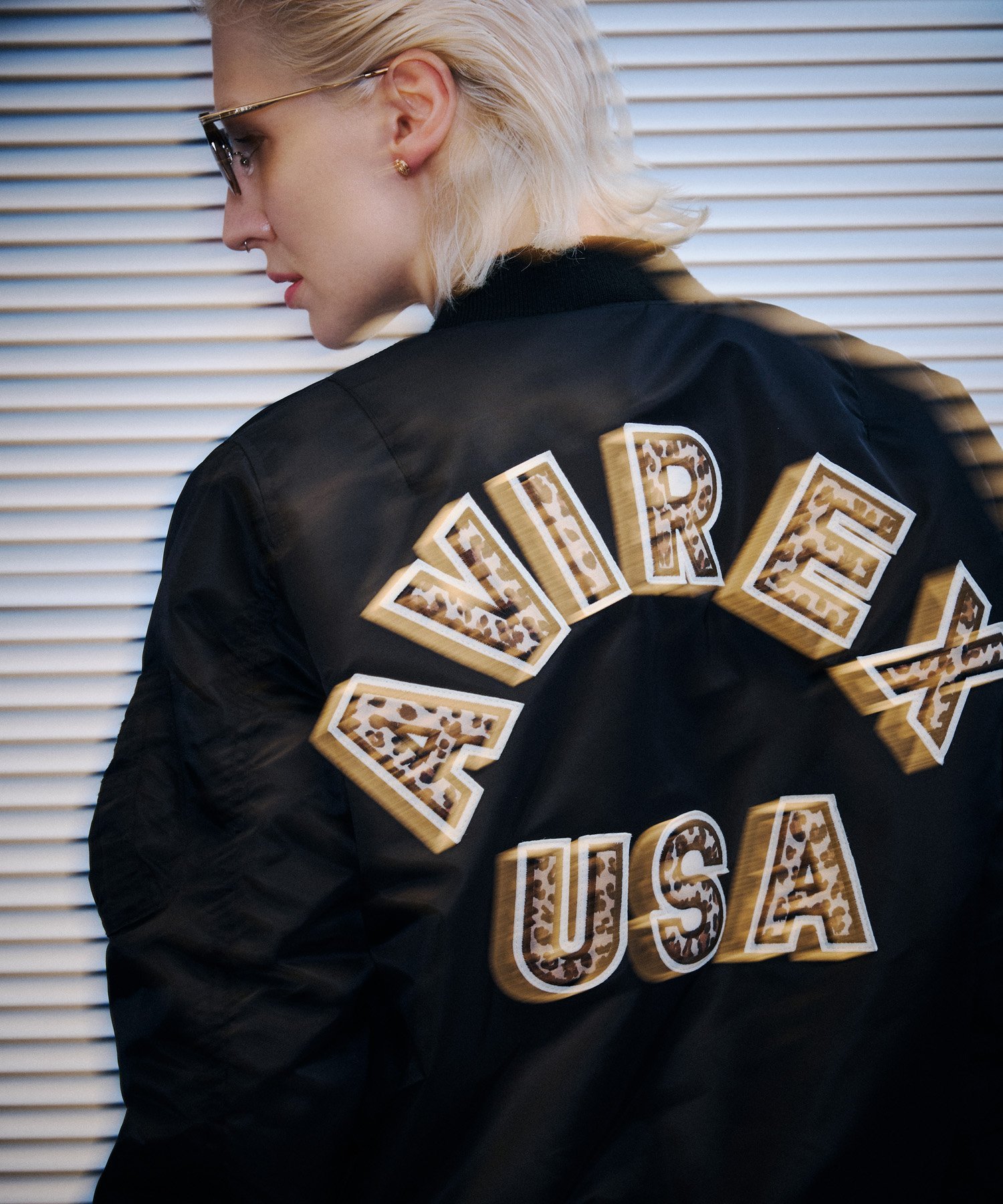 《WOMAN》LEOPARD LOGO MA-1 アヴィレックス ジャケット・アウター ブルゾン・ジャンパー ブラウン ブラック