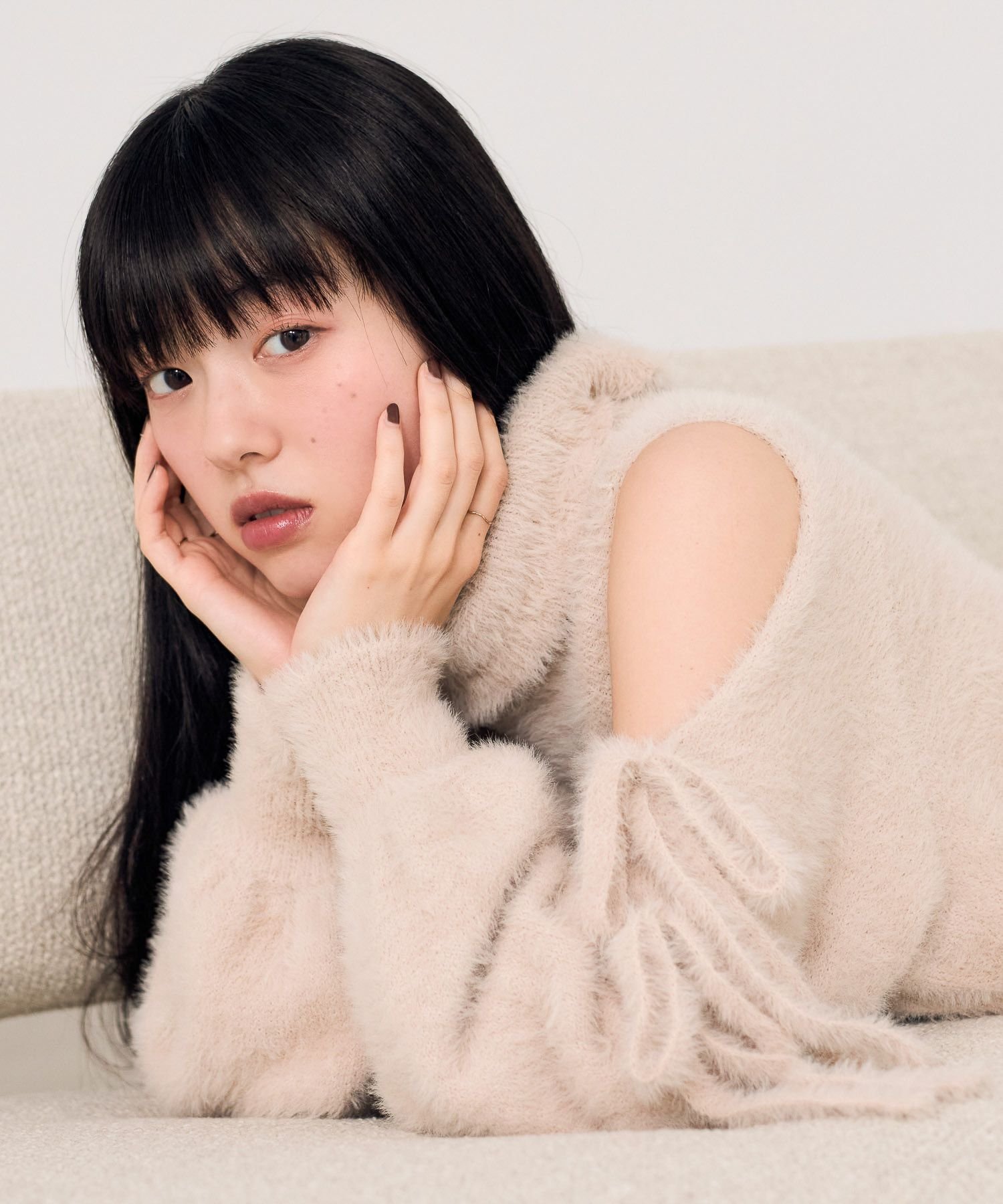 Heather シャギータートルリボンニット ヘザー トップス ニット ブラウン ピンク ホワイト