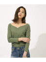 AZUL by moussy HEART NECK RIB TOPS アズールバイマウジー カットソー