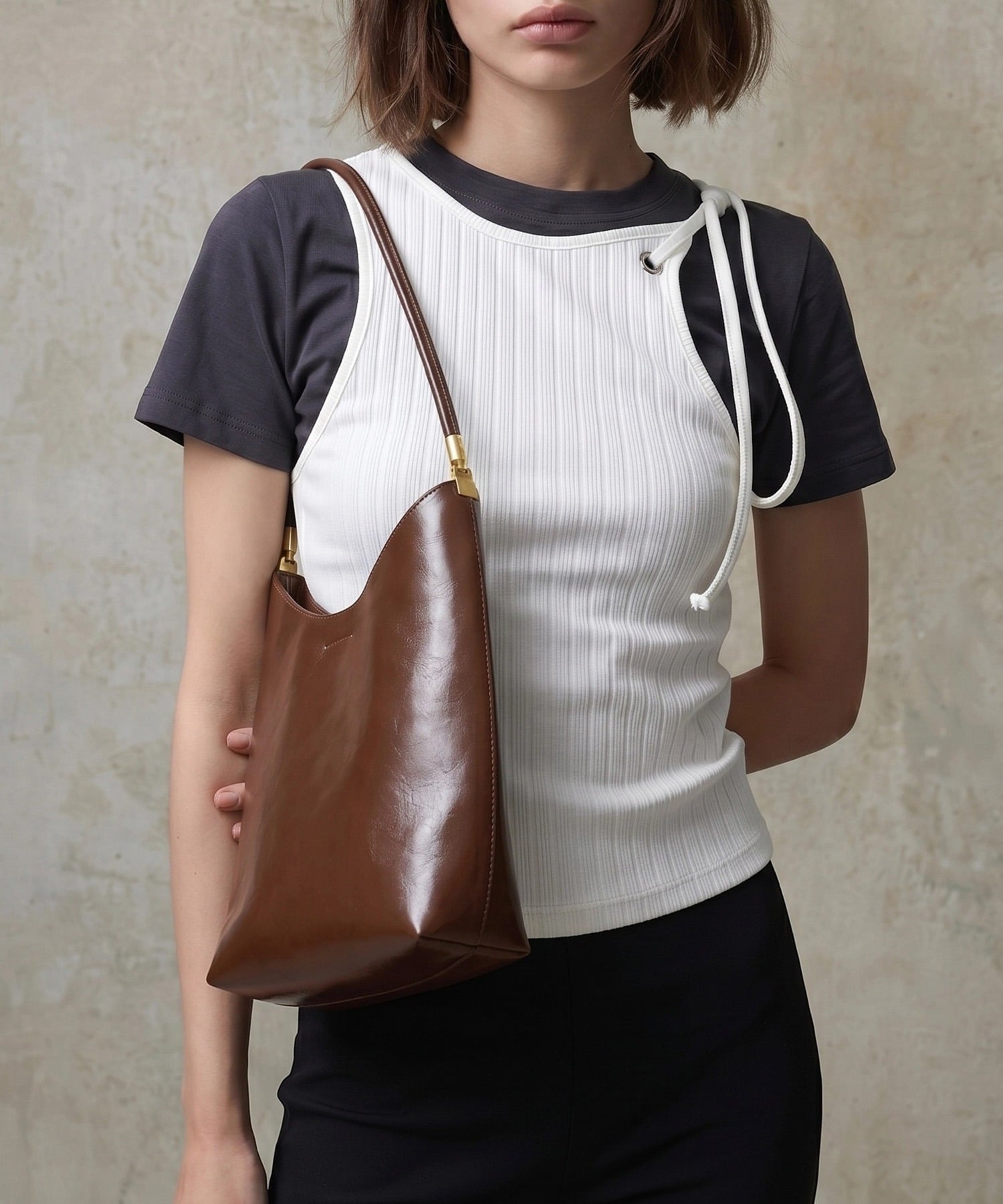 【SALE／40%OFF】MAISON BREEZE MAISON BREEZE/ポーチ付きPUレザーワンハンドルトートバッグ セットアップセブン バッグ トートバッグ ブラウン ブラック【送料無料】