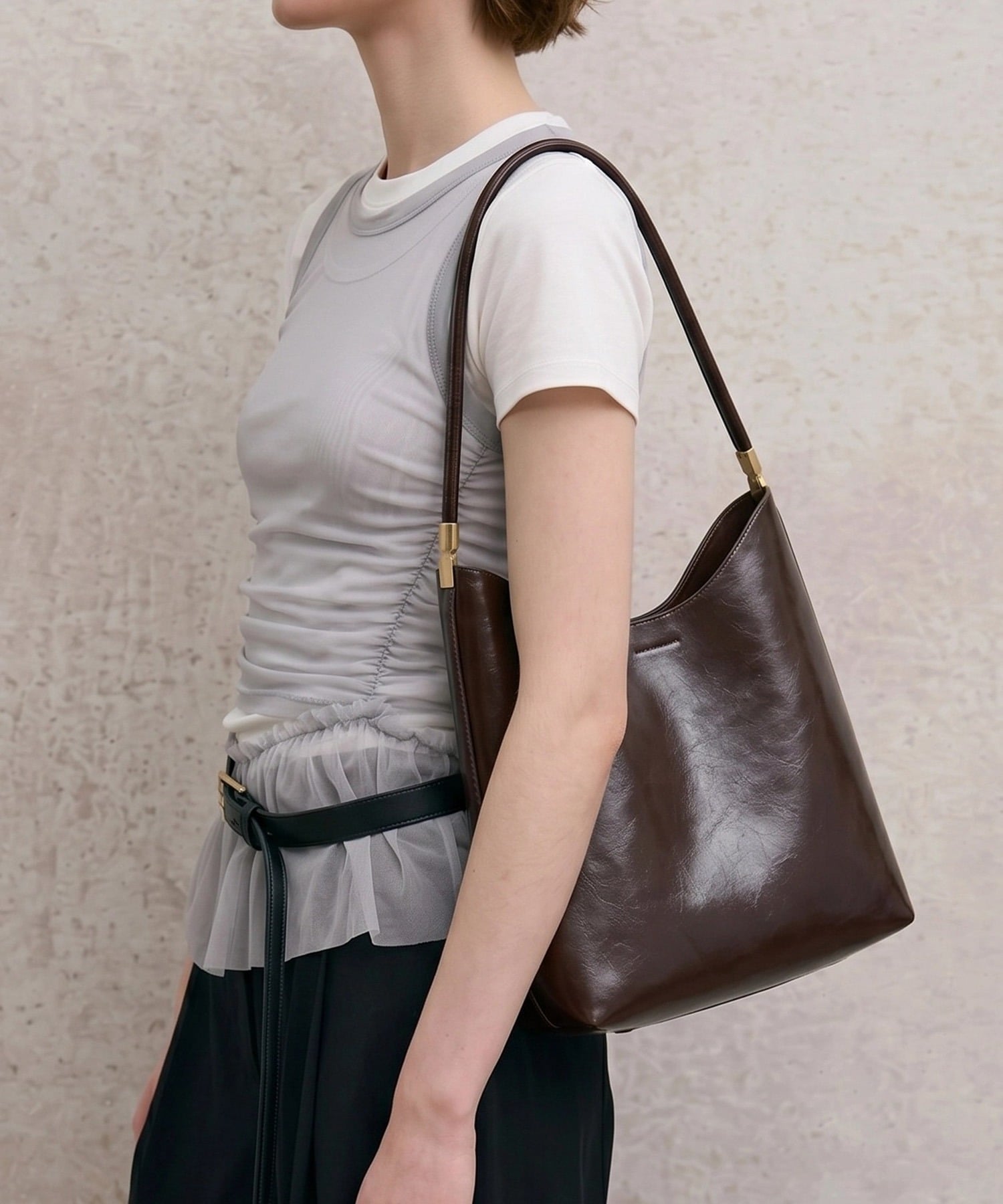 【SALE／40%OFF】MAISON BREEZE MAISON BREEZE/ポーチ付きPUレザーワンハンドルトートバッグ セットアップセブン バッグ トートバッグ ブラウン ブラック【送料無料】