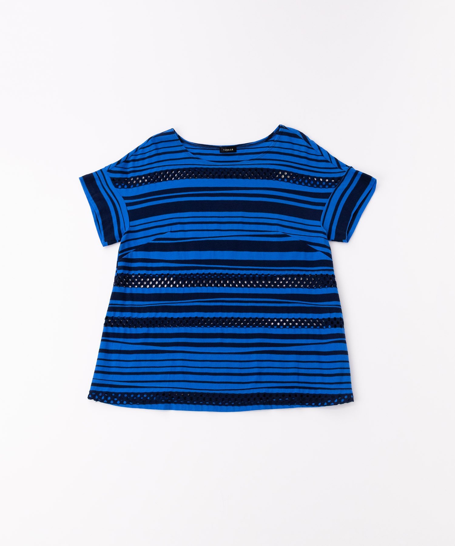 PORTER - 【SALE／50%OFF】TABASA 【SALE】ランダムボーダー*メッシュTシャツ タバサ トップス カットソー・Tシャツ ブルー【送料無料】