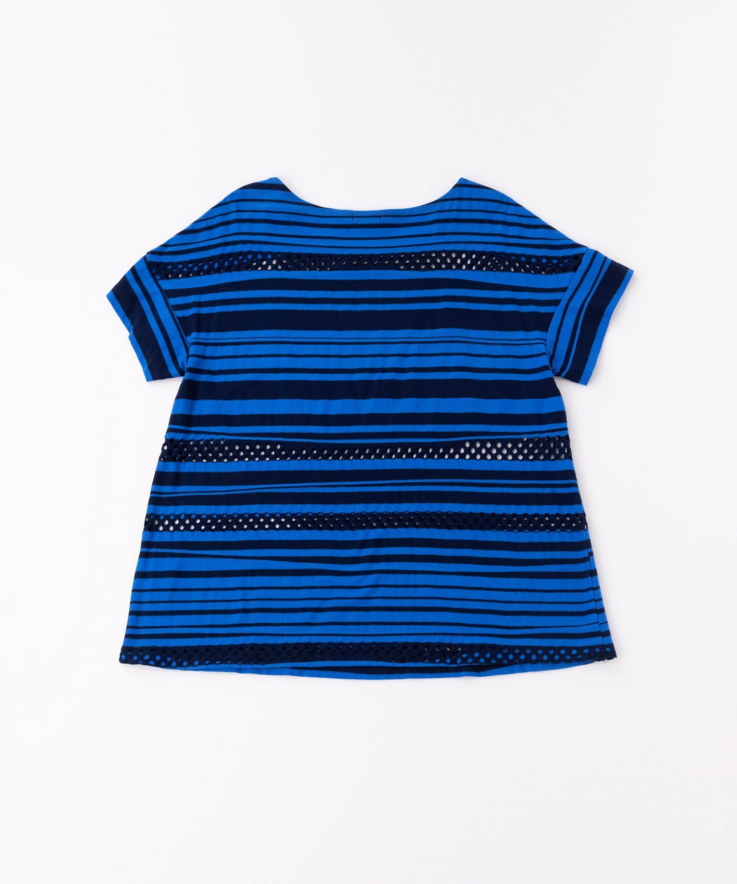 TABASA 【SALE】ランダムボーダー*メッシュTシャツ タバサ トップス カットソー・Tシャツ ブルー
