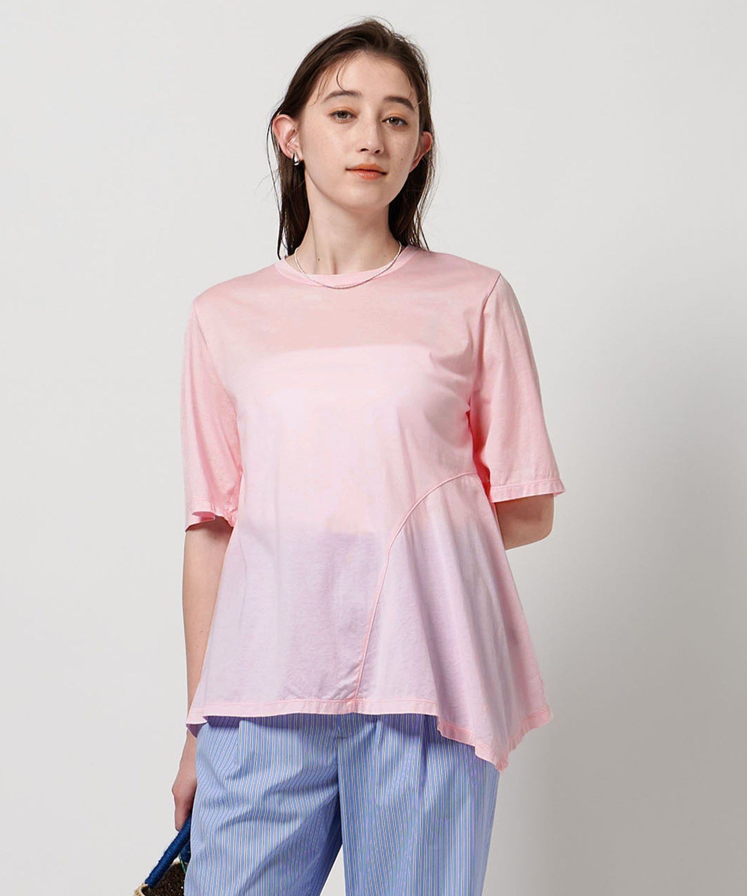 イレギュラーヘム ショートスリーブ カットソー ユナイテッドアローズ アウトレット トップス カットソー・Tシャツ ブラック ピンク ホワイト