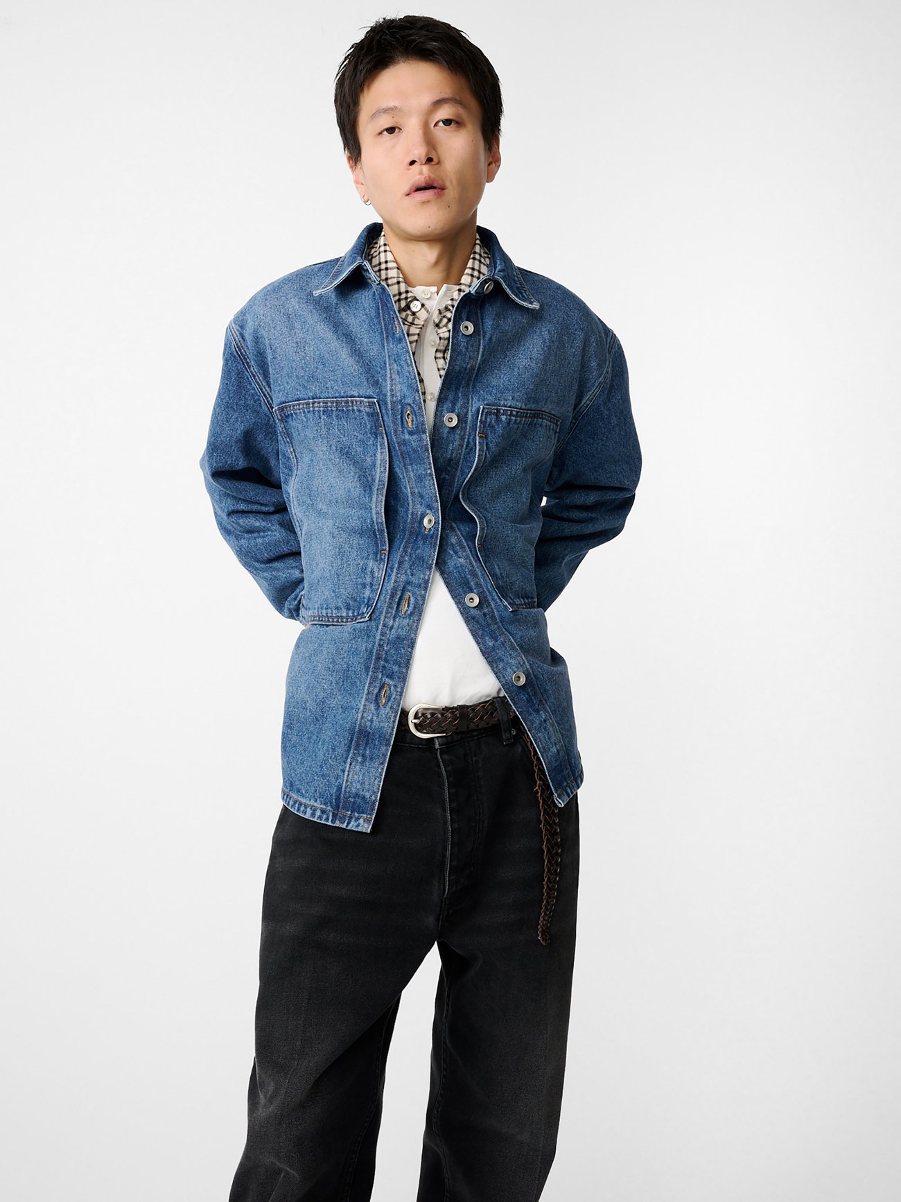 STUDIO NICHOLSON SAXON DENIM SHIRT スタジオニコルソン ジャケット・アウター デニムジャケット ネイビー【送料無料】
