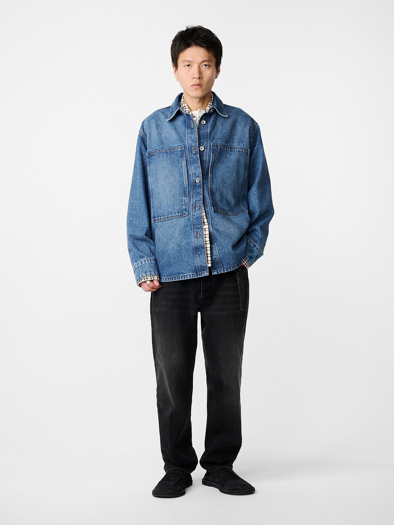 STUDIO NICHOLSON SAXON DENIM SHIRT スタジオニコルソン ジャケット・アウター デニムジャケット ネイビー【送料無料】