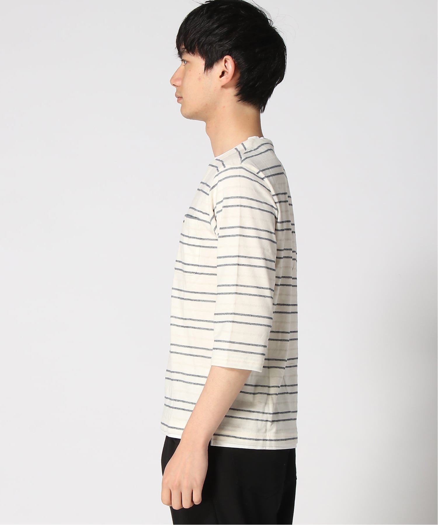 CROCODILE CROCODILE/(M)ボーダー レイヤー風 七分袖Tシャツ クロコダイル トップス カットソー・Tシャツ ホワイト ネイビー【送料無料】