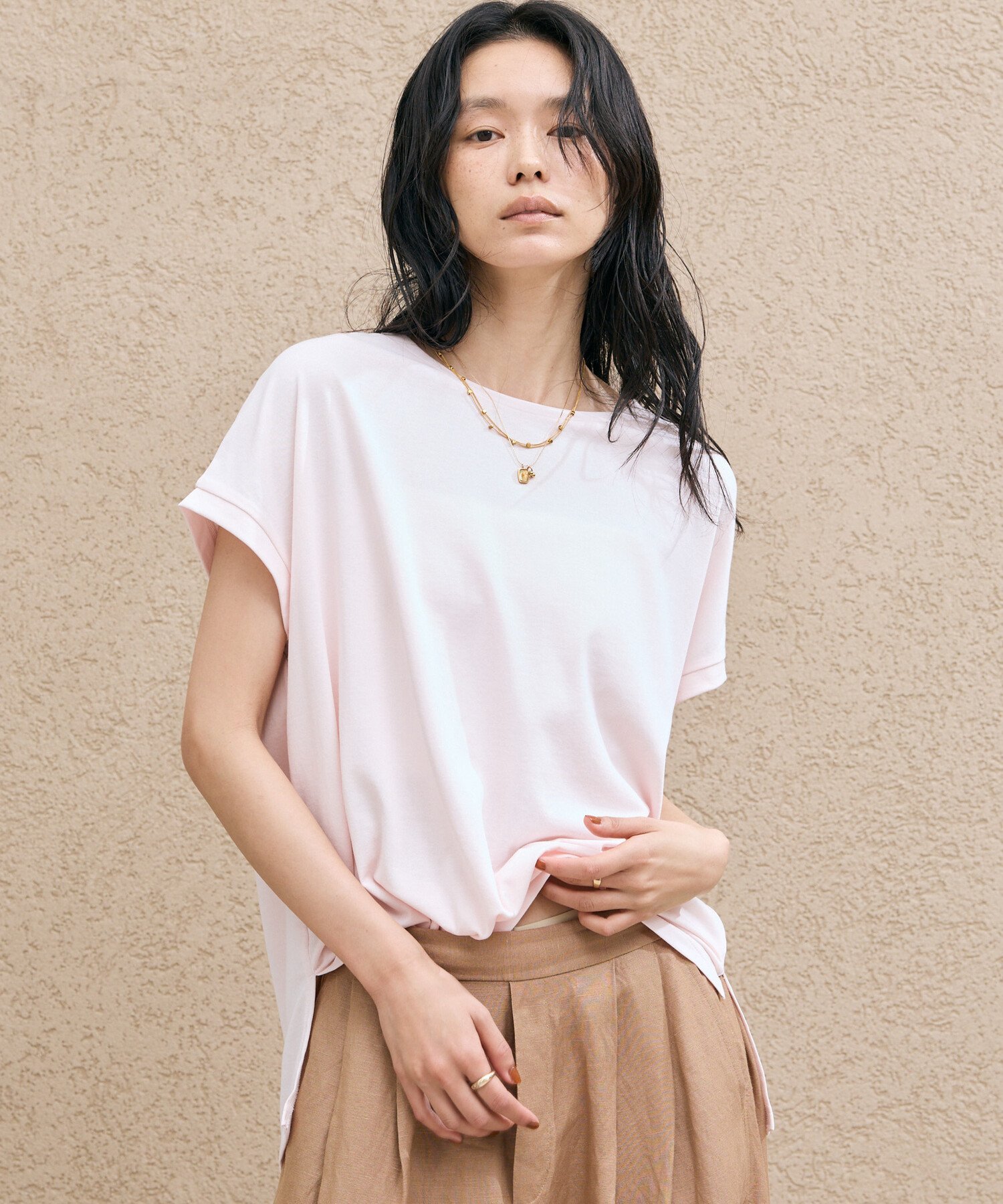 【SALE／30%OFF】DOUX ARCHIVES 【吸水速乾】フレンチスリーブTee ドゥアルシーヴ トップス ノースリーブ・タンクトップ ピンク ホワイト