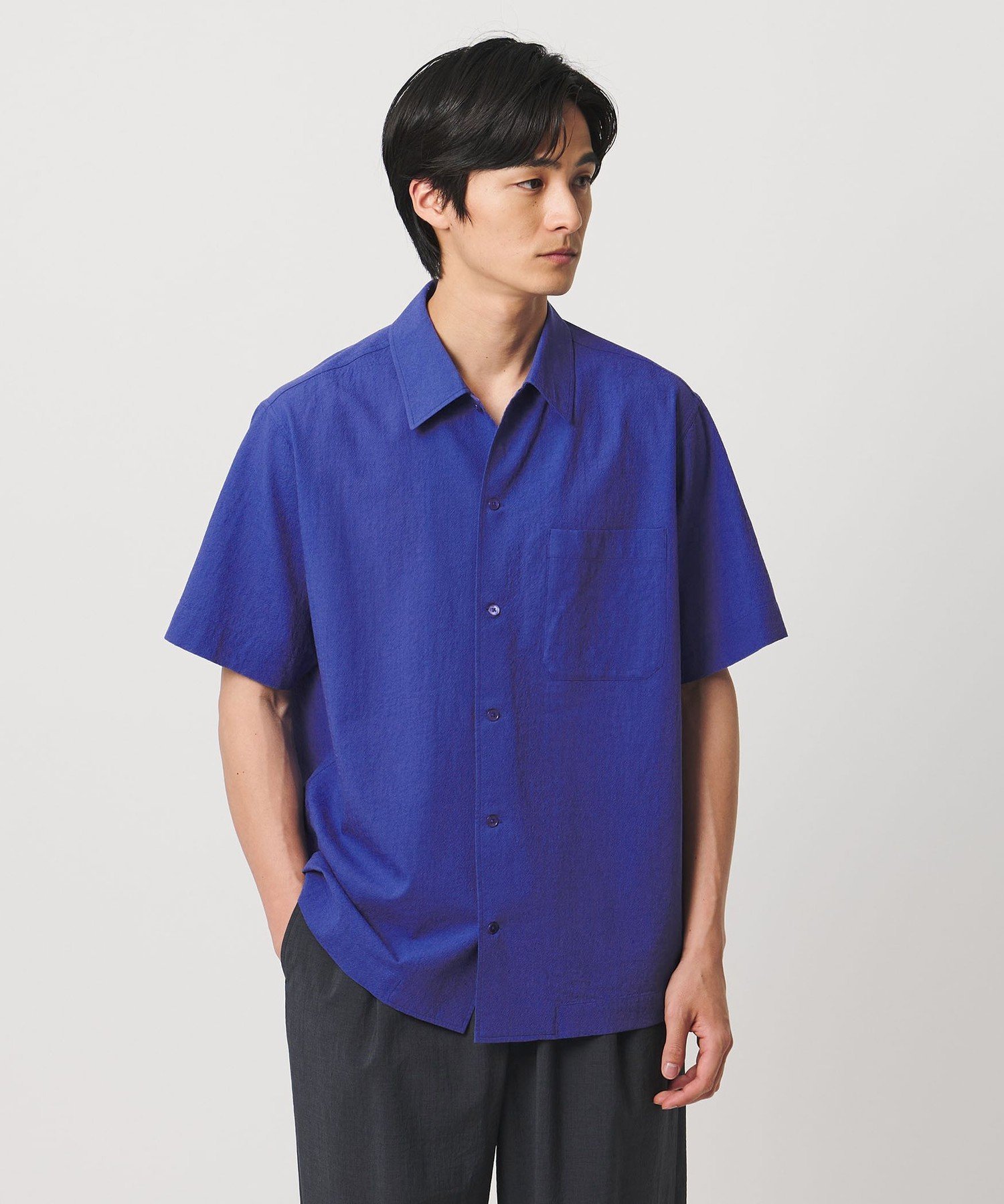 【SALE／30%OFF】UNITED ARROWS ウール/ナイロン アルバトロス ワンピースカラー ショートスリーブシャツ ユナイテッドアローズ トップス シャツ・ブラウス ブラック【送料無料】