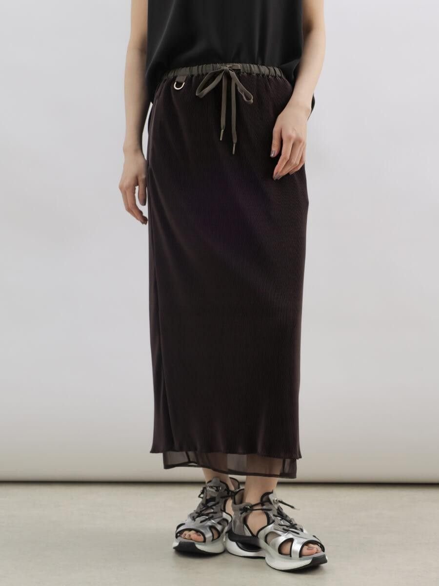 LASUD シアーレイヤードプリーツスカート ラシュッド スカート ロング・マキシスカート ブラック ブラウン