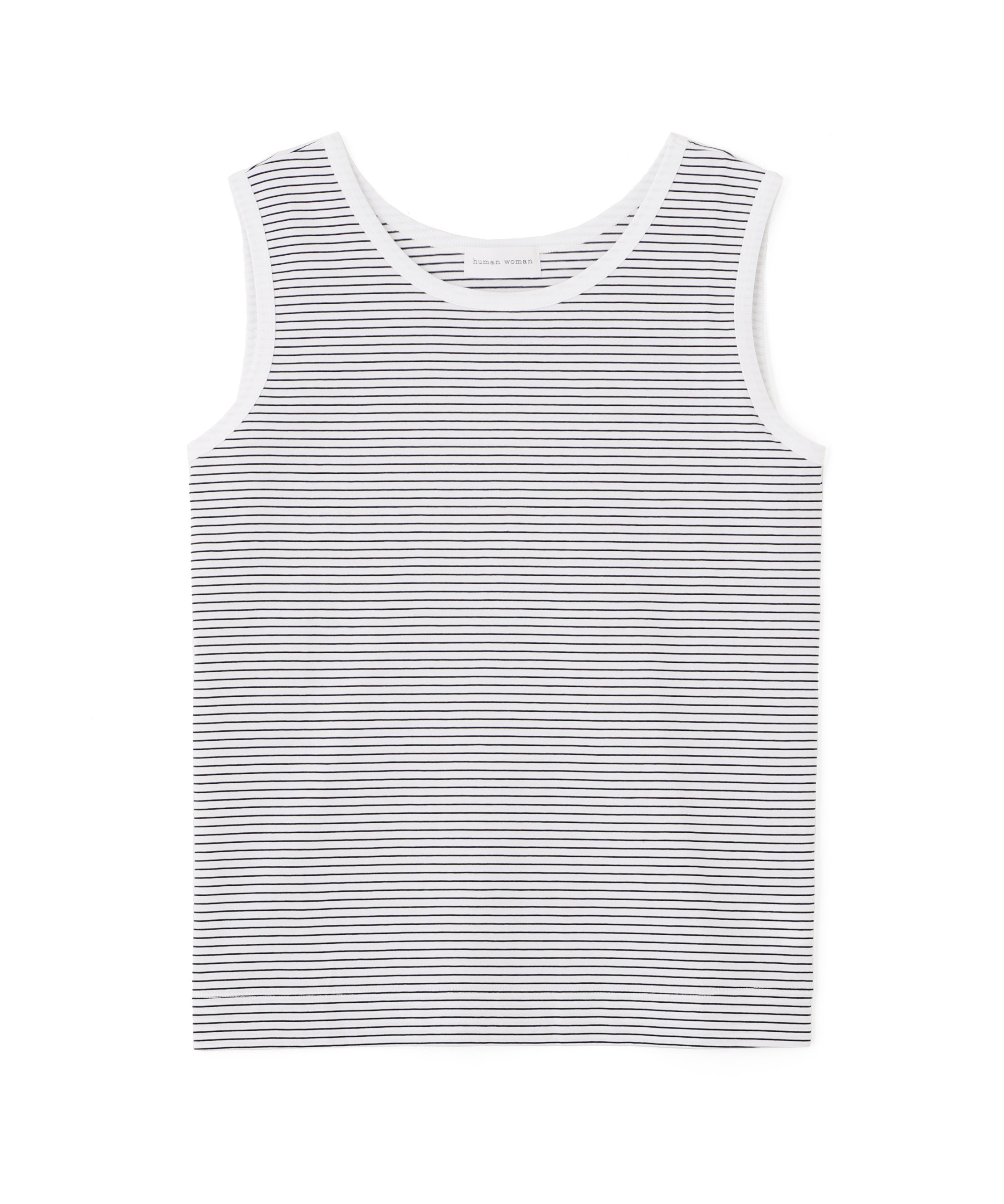 human woman ハイゲージボーダータンク ヒューマン ウーマン トップス カットソー・Tシャツ ネイビー グレー