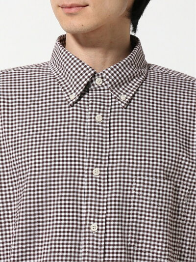 Gingham Buttondown Shirt EN91510: Brown Gingham Buttondown Shirt EN91510: Brown