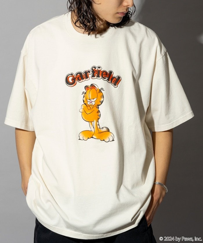 【SALE／10 OFF】FREAK 039 S STORE Garfield/ガーフィールド フロッキープリント ショートスリーブTシャツ/半袖 フリークスストア トップス カットソー Tシャツ ホワイト ブラック ネイビー【送料無料】