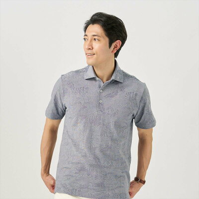 【SALE/8%OFF】BRICK HOUSE by Tokyo Shirts ポタニカル柄ジャカード 半袖ポロシャツ メンズ トーキョーシャツ トップス ポロシャツ ネイビー【送料無料】