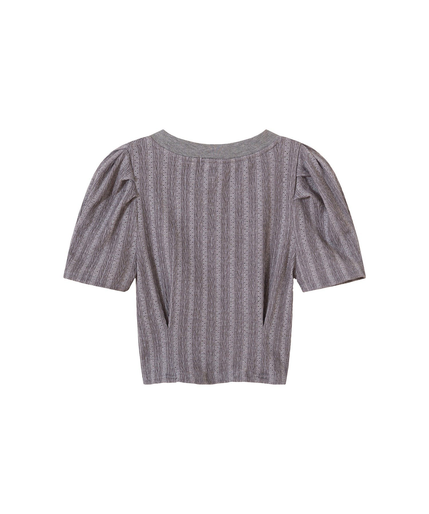 HOOK 【HOOK】for girls リボン付き透かしカットソー アイモハ トップス カットソー・Tシャツ ベージュ グレー