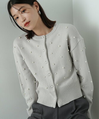 【SALE/60%OFF】N. Natural Beauty Basic パールニットカーディガン エヌ ナチュラルビューティーベーシック* トップス カーディガン ブラック グリーン グレー【送料無料】