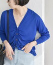 【SALE/50%OFF】quaranciel quaranciel:<手洗い可能>シルク ミックス ギャザー ニット カーディガン シップス トップス カーディガン ブラック グリーン ブルー ホワイト【送料無料】