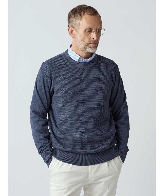 Aquascutum MEN Silk cashmere Crew-neck アクアスキュータム トップス ニット パープル ネイビー【送料無料】