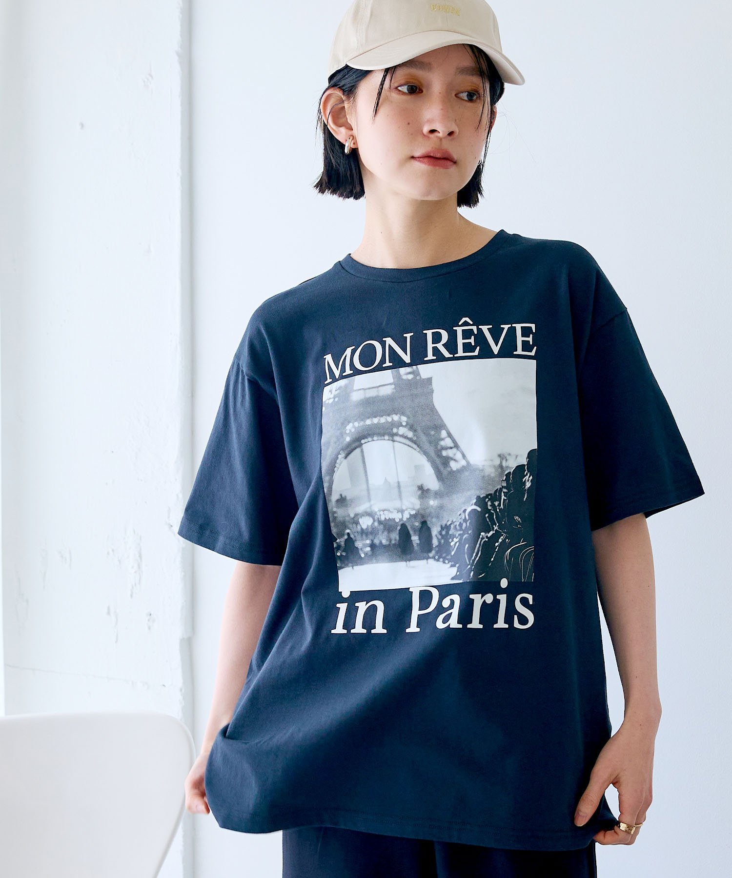 cross marche 《UV・接触冷感》エブ楽 フォトプリントTシャツ クロスマルシェ トップス カットソー・Tシャツ ホワイト グレー