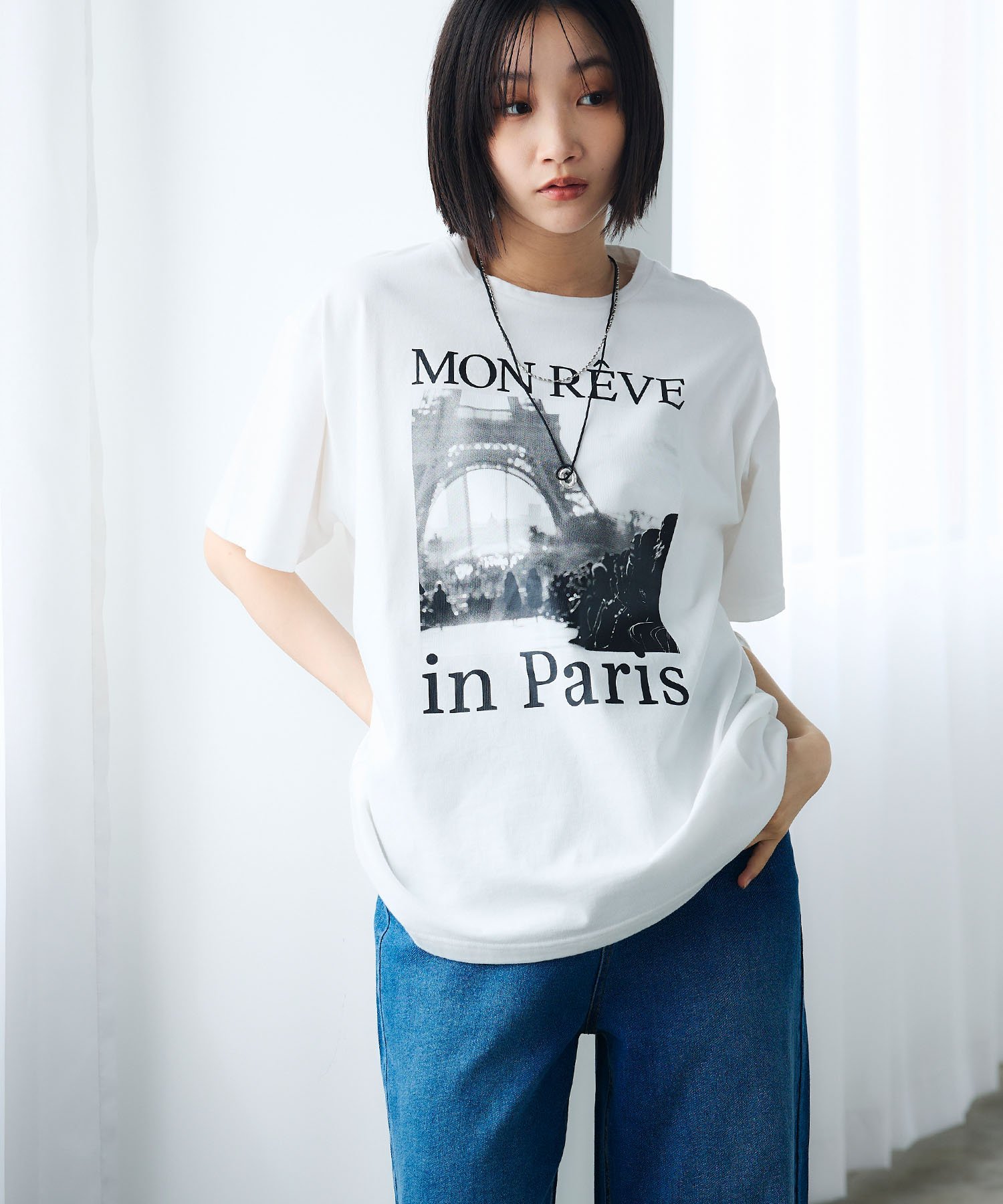 cross marche 《UV・接触冷感》エブ楽 フォトプリントTシャツ クロスマルシェ トップス カットソー・Tシャツ ホワイト グレー