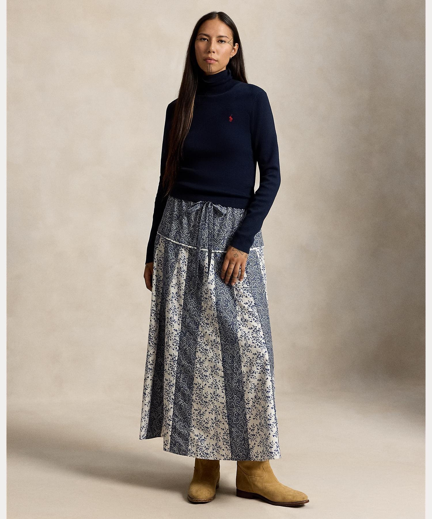 POLO RALPH LAUREN フローラルコットン シルク Aライン スカート ラルフローレン スカート その他のスカート ブルー【送料無料】