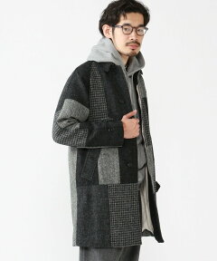 Harrs Tweed Bal Collar Coat 38-19-0054-803: Grey Patchwork Harrs Tweed Bal Collar Coat 38-19-0054-803: Grey Patchwork