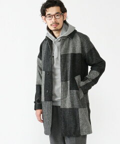 Harrs Tweed Bal Collar Coat 38-19-0054-803: Grey Patchwork Harrs Tweed Bal Collar Coat 38-19-0054-803: Grey Patchwork