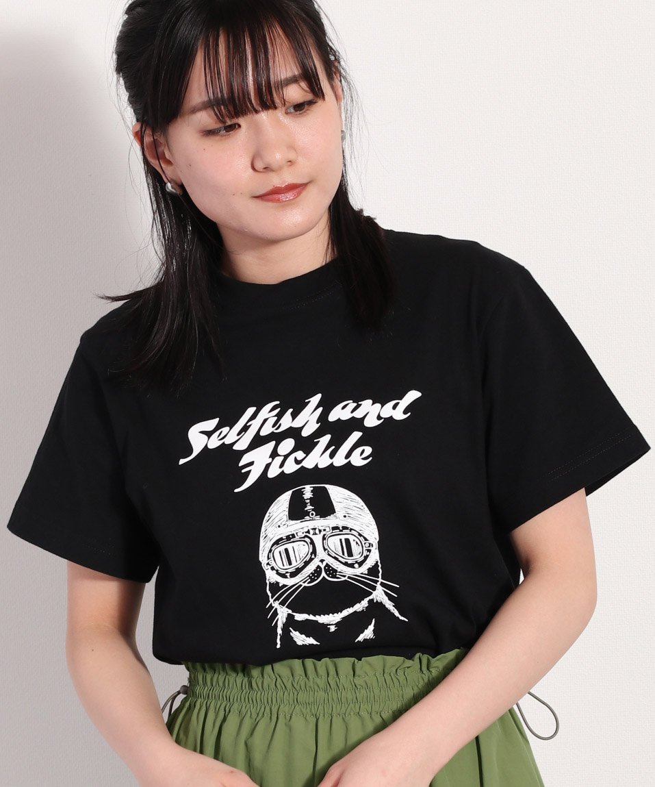 cepo CATプリントTee セポ トップス カットソー・Tシャツ ブラック グレー ホワイト