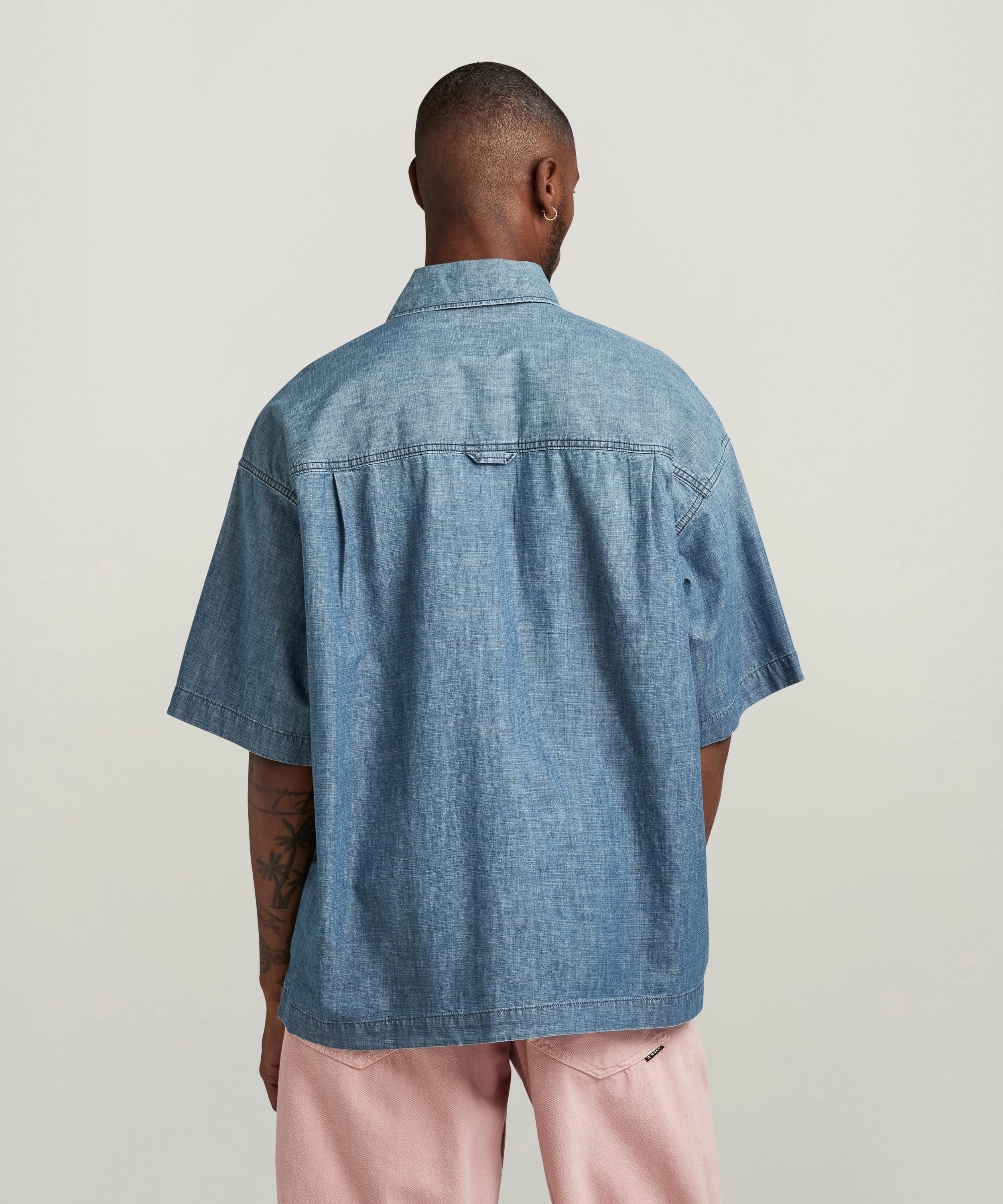 【公式ショップ】BOXY FIT SHIRT/オーバーサイズデニムシャツ/シャンブレーシャツ ジースターロゥ トップス シャツ・ブラウス ブルー