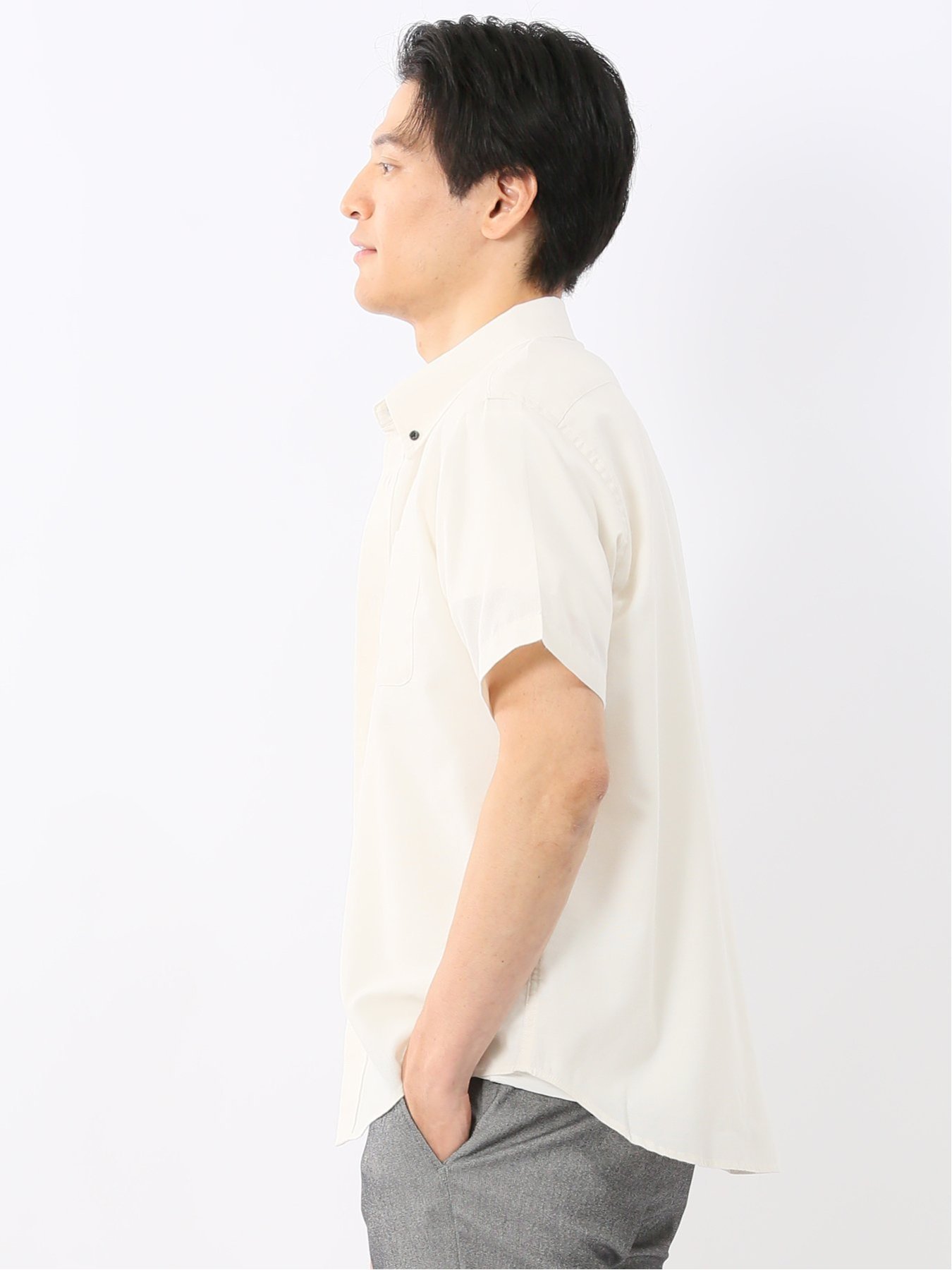 【SALE／20%OFF】TAKA-Q 吸水速乾 パナマ ボタンダウン半袖シャツ タカキュー トップス シャツ・ブラウス ネイビー ホワイト