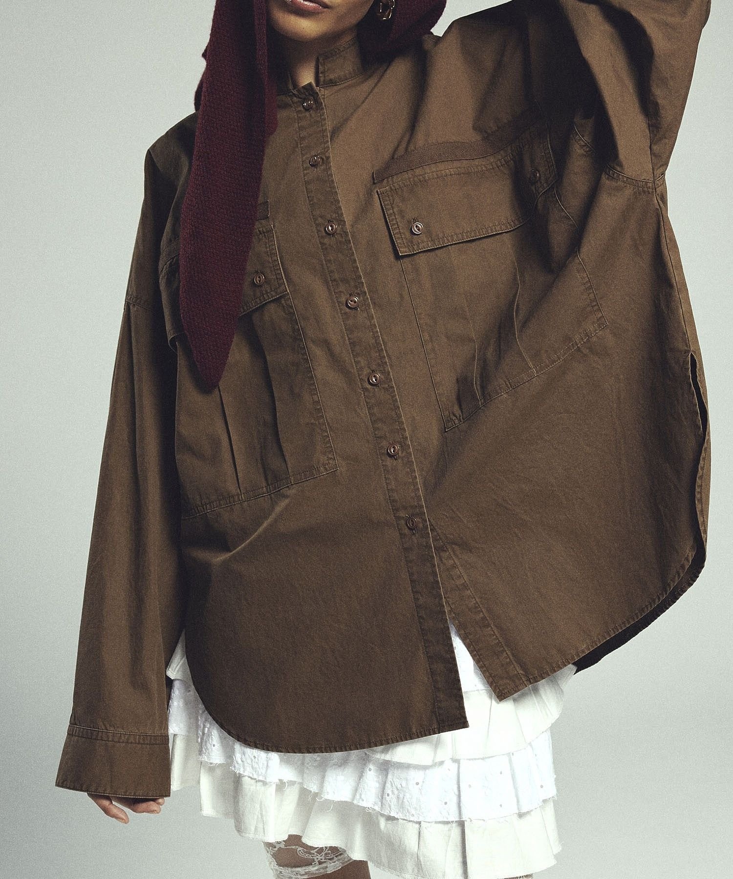 ROSE BUD MILITARY POCKET SHIRTS ローズバッド トップス シャツ・ブラウス ブラウン ブラック